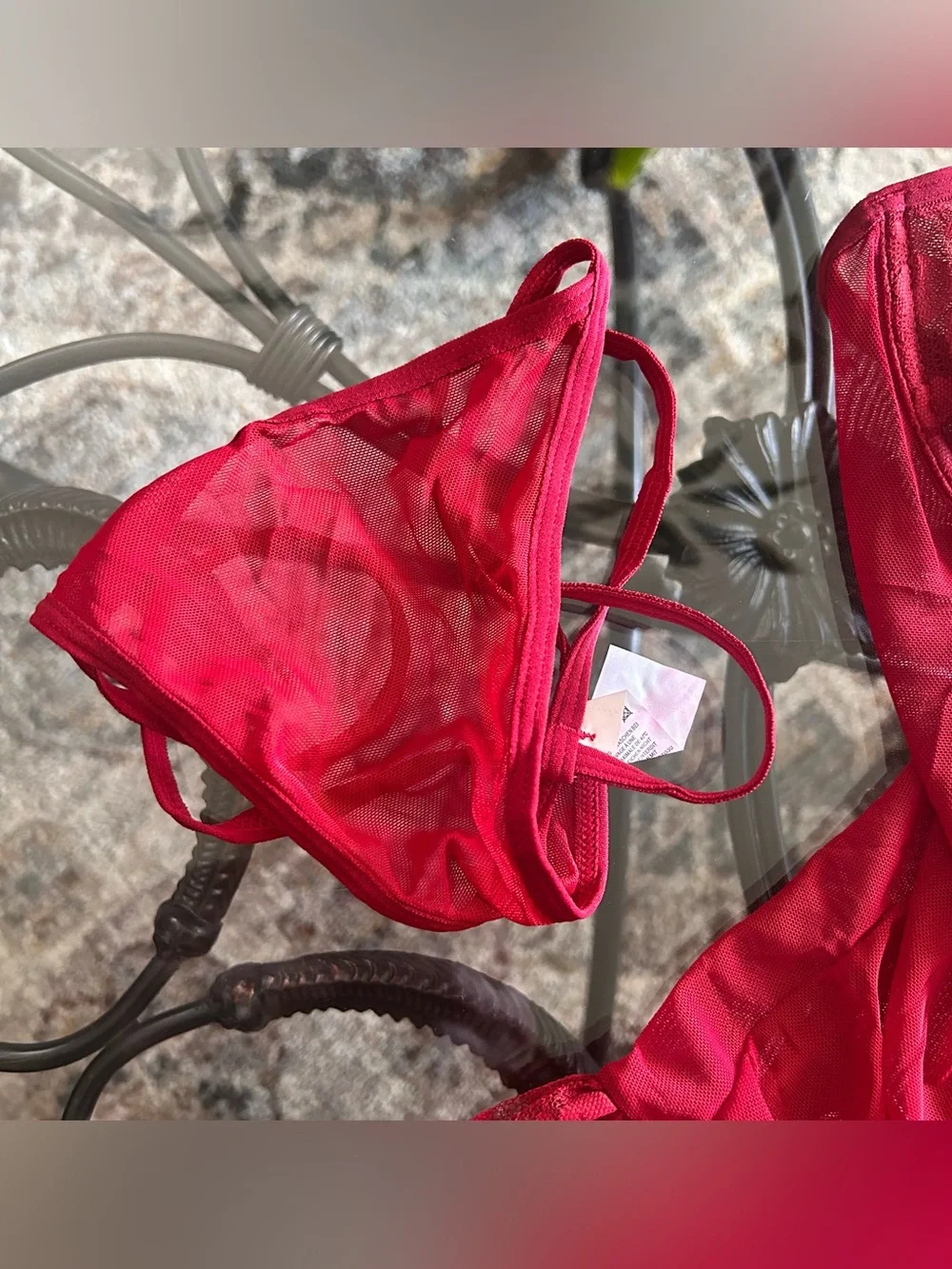 Neohouny Red Lace-Up Corset Lingerie Set
